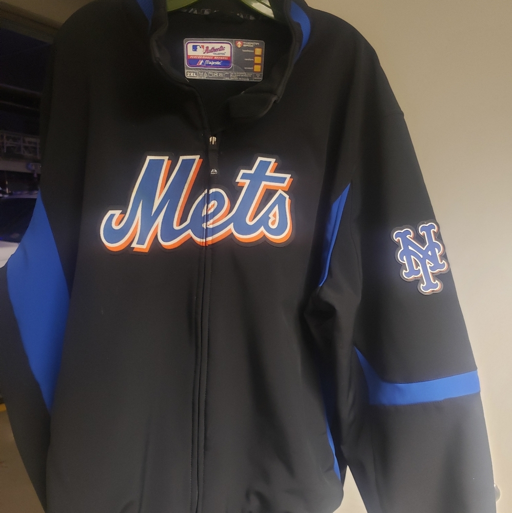 Majestic Mets Black and Royal Blue Varsity Jacket